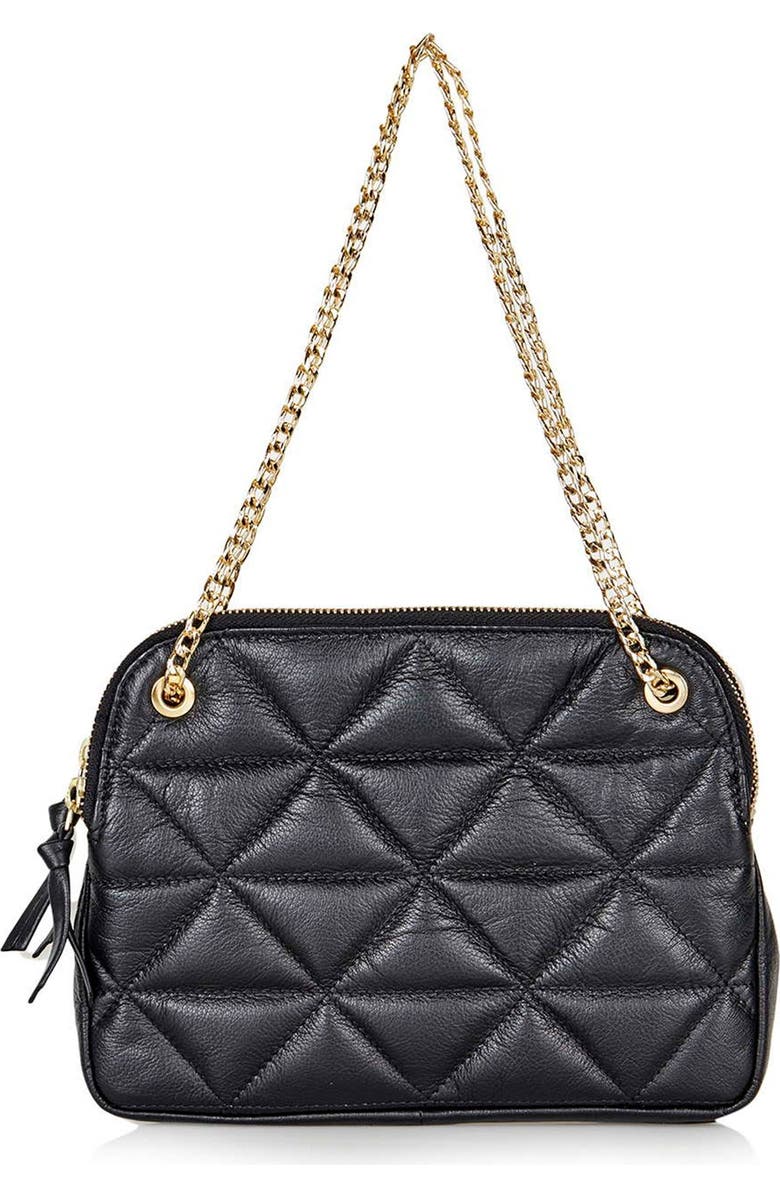 Topshop Quilted Leather Shoulder Bag, Main, color,