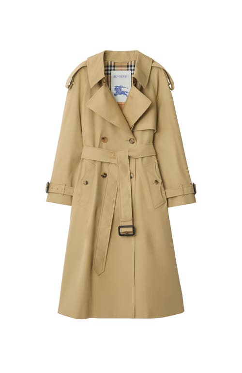 Burberry Long Gabardine Fitzrovia Trench Coat In Black