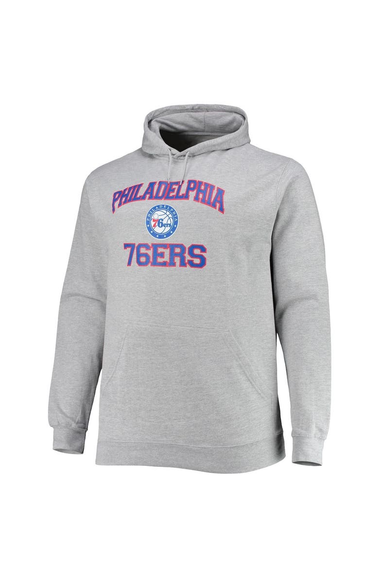 PROFILE Men's Heathered Gray Philadelphia 76ers Big & Tall Heart & Soul Pullover Hoodie, Alternate, color, Heather Gray