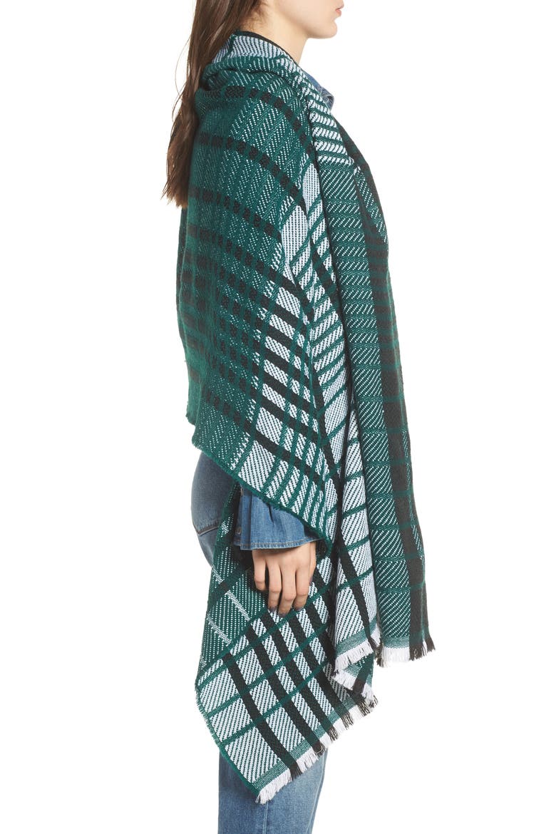 Plaid Blanket Wrap, Alternate, color, GREEN COMBO
