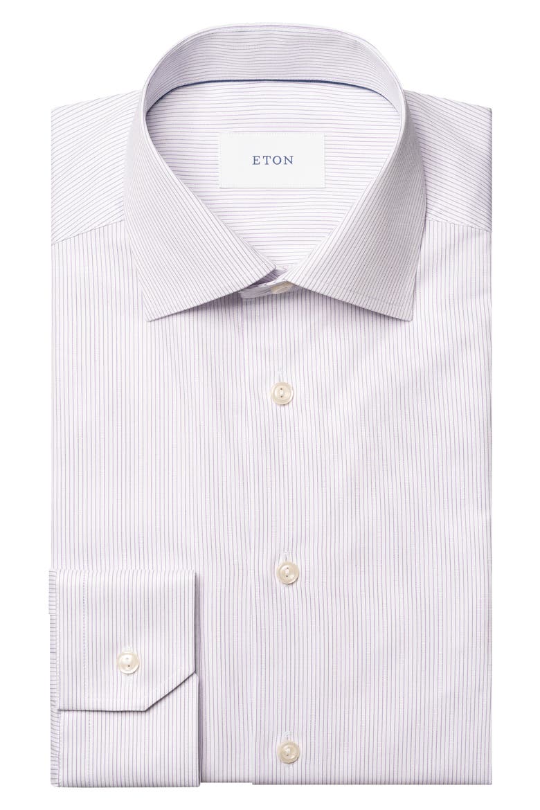 Slim Fit Stripe Cotton Twill Dress Shirt, Alternate, color, LIGHT PURPLE