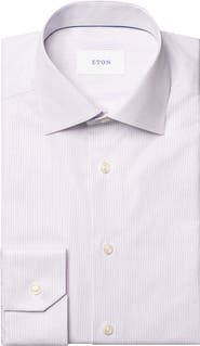 Eton Slim Fit Stripe Cotton Twill Dress Shirt