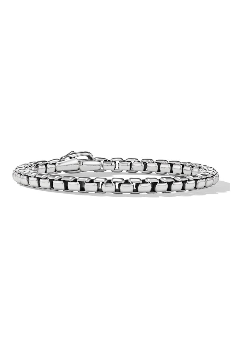 Men's Box Chain Bracelet in Sterling Silver, 5mm, Main, color, SILVER