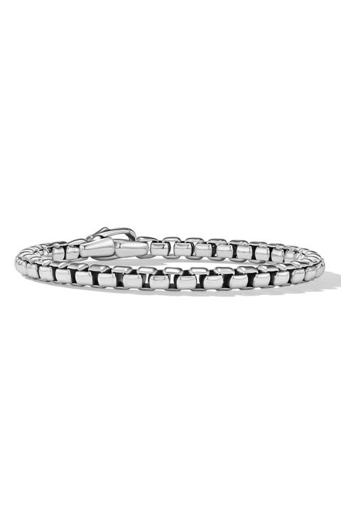 Men's Box Chain Bracelet in Sterling Silver, 5mm