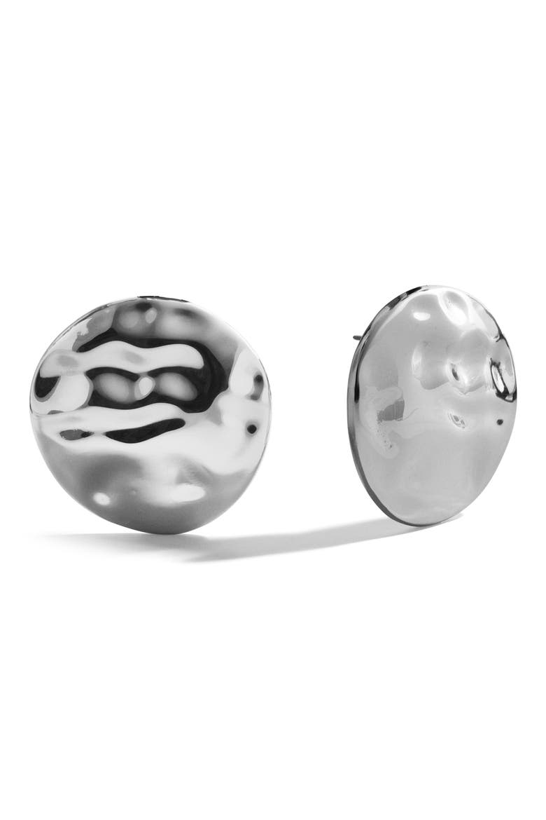 Odette Hammered Disc Earrings, Main, color, SILVER