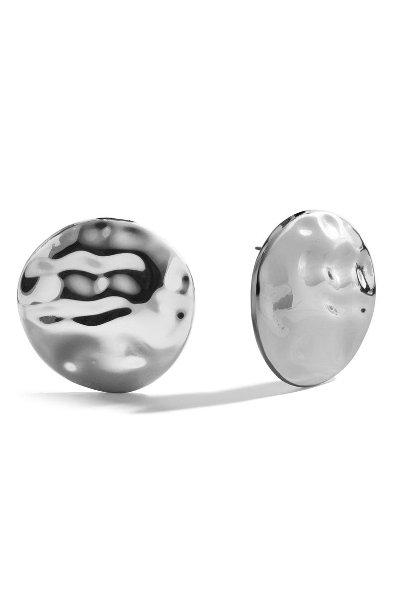 BaubleBar Odette Hammered Disc Earrings, Main, color, Silver