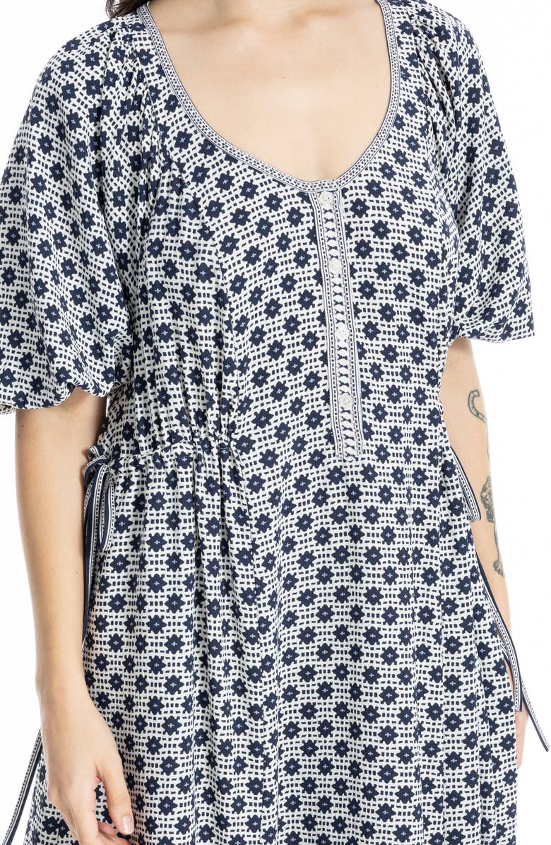 MAX STUDIO Side Tie Maxi Dress, Alternate, color, Cream/ Navy Diamond Check