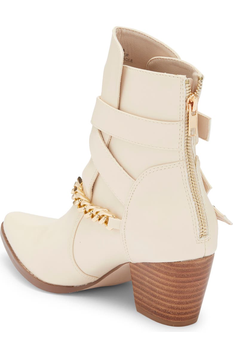 Matisse Jill Buckle Chain Trim Bootie, Alternate, color, Ivory Synthetic