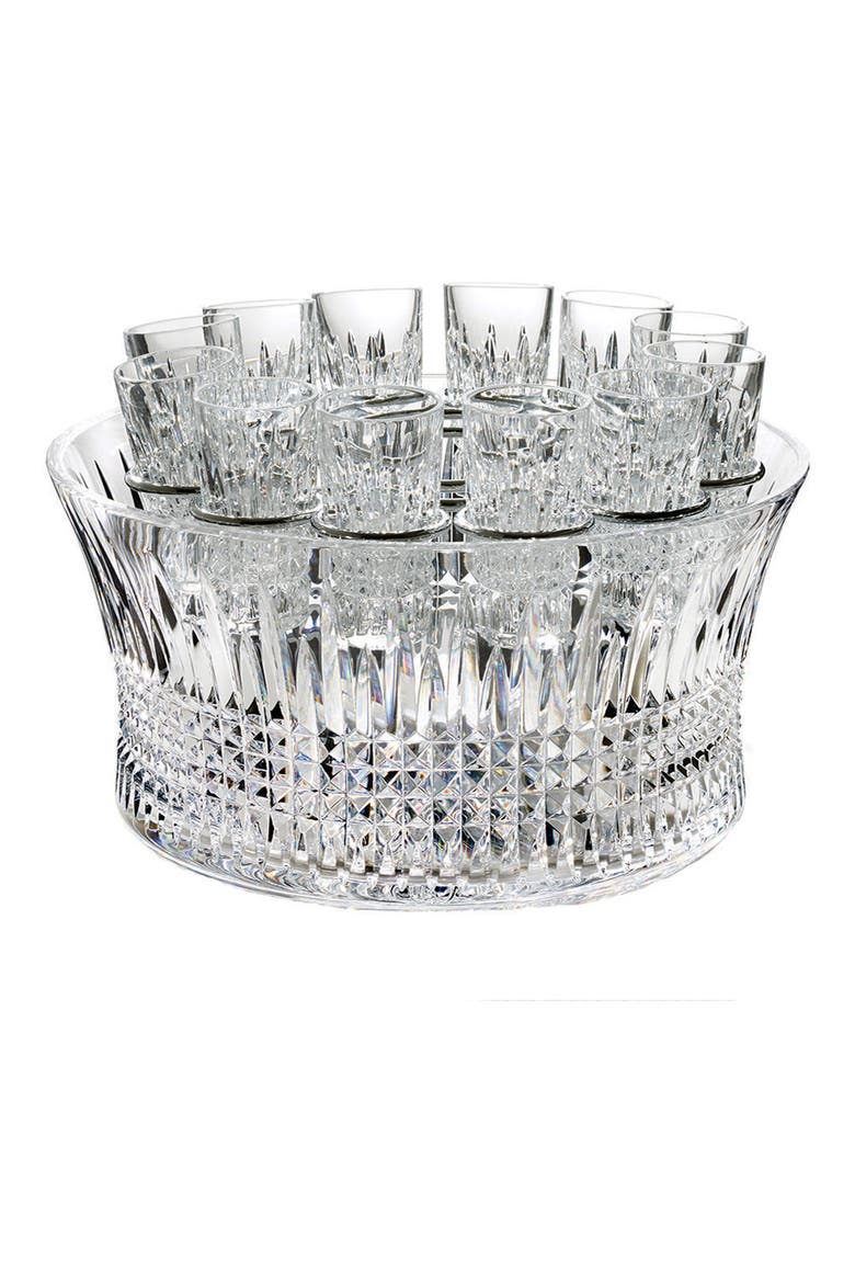 Lismore Lead Crystal Spirits Chiller & Set of 10 Shot Glasses, Main, color, CRYSTAL