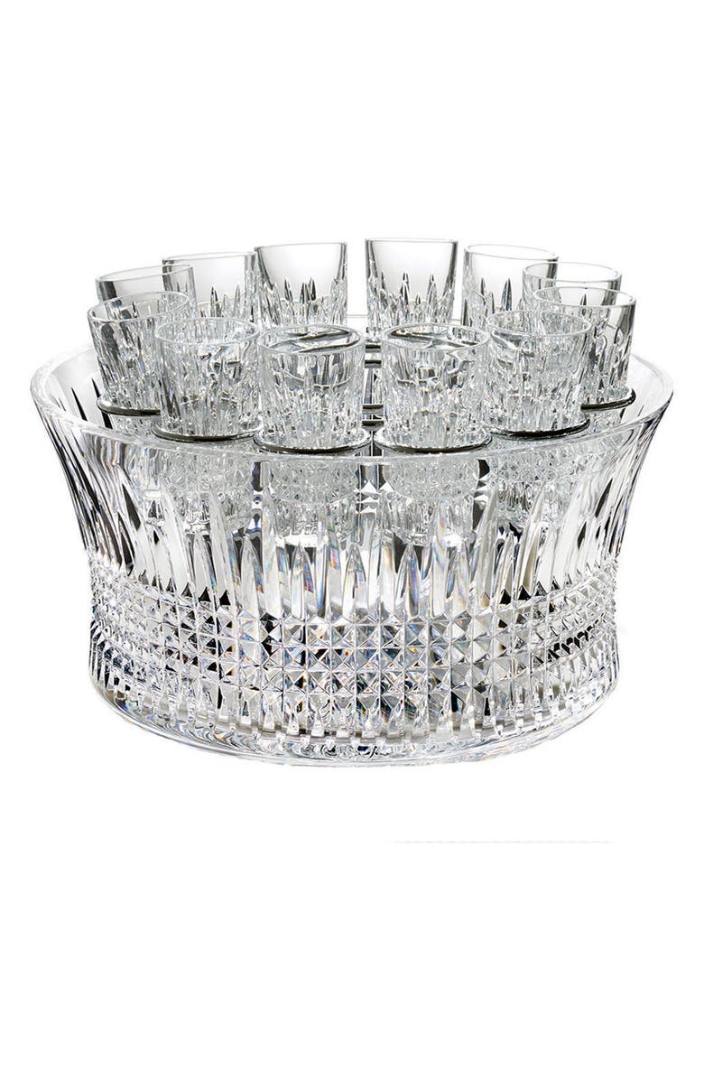 Waterford Lismore Lead Crystal Spirits Chiller & Set of 10 Shot Glasses, Main, color, Crystal