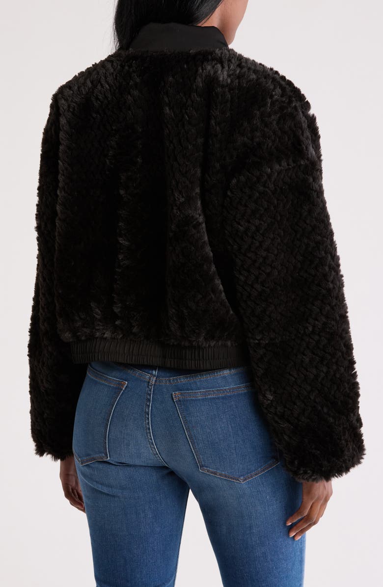 Democracy Faux Fur Cropped Bomber Jacket, Alternate, color,