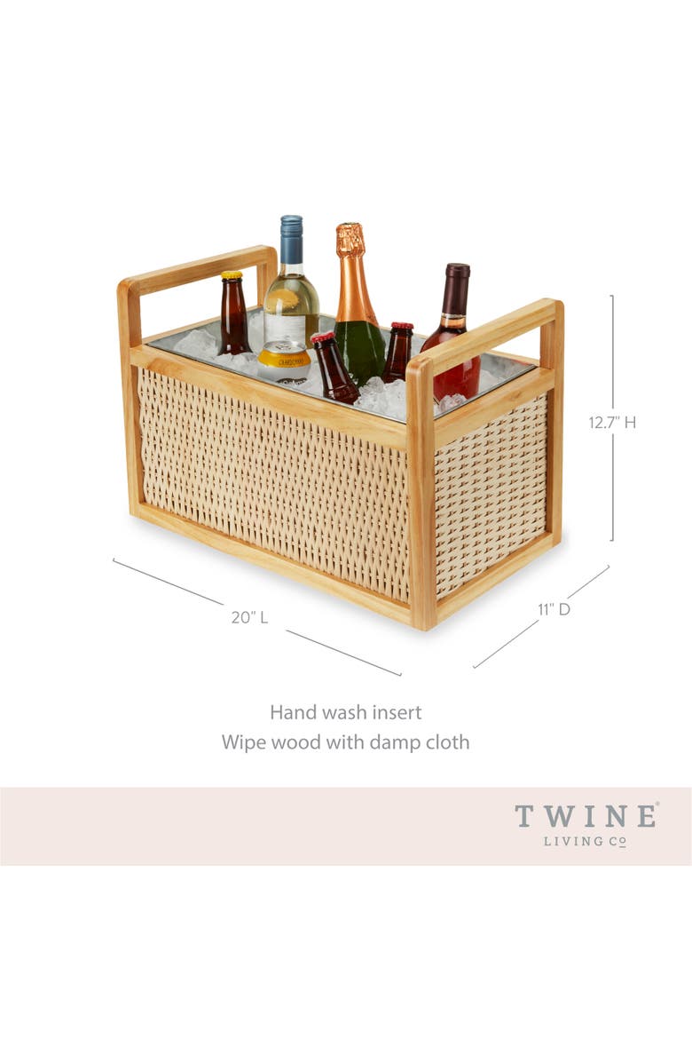 Rattan and Wood Beverage Tub, Alternate, color, Wood