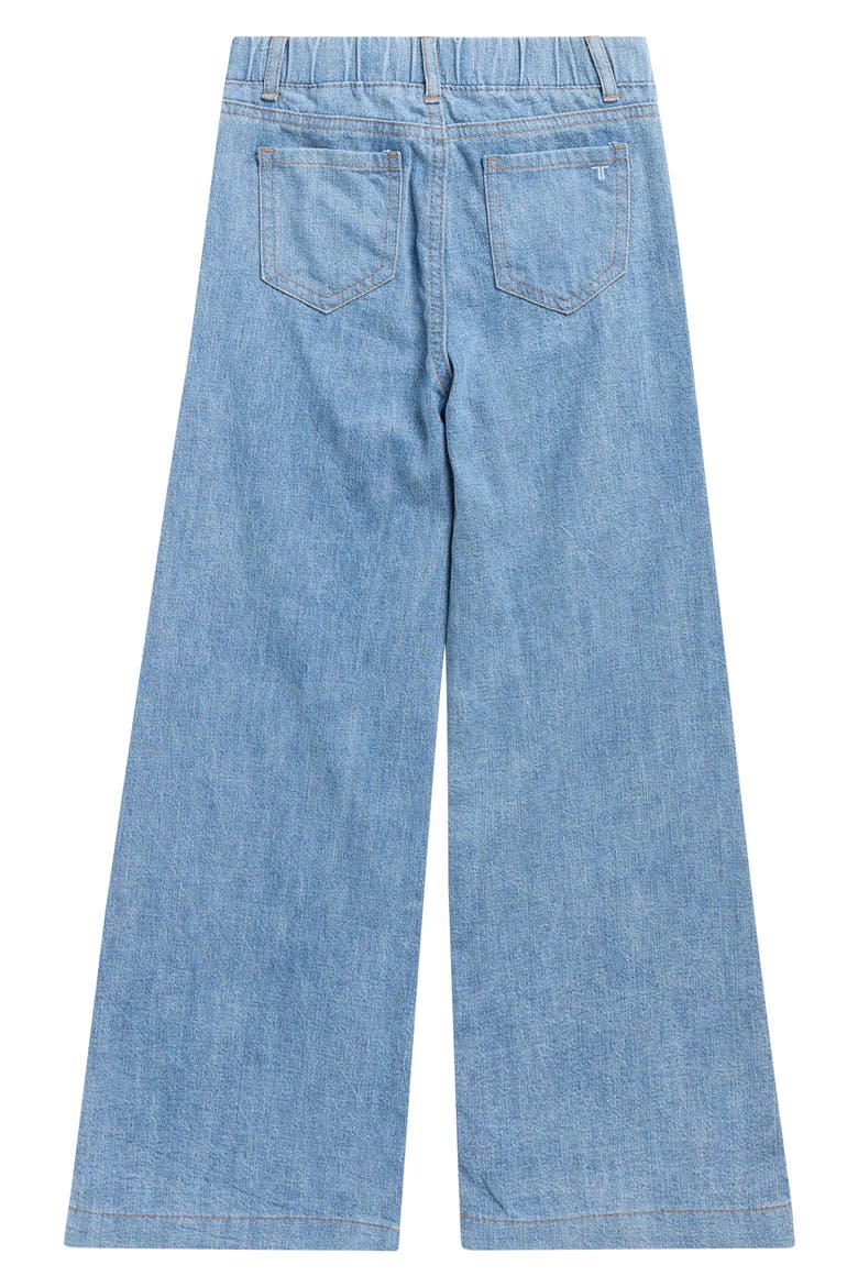 Kids' Mixed Media Track Stripe Wide Leg Jeans, Alternate, color, MOCHA MOUSSE
