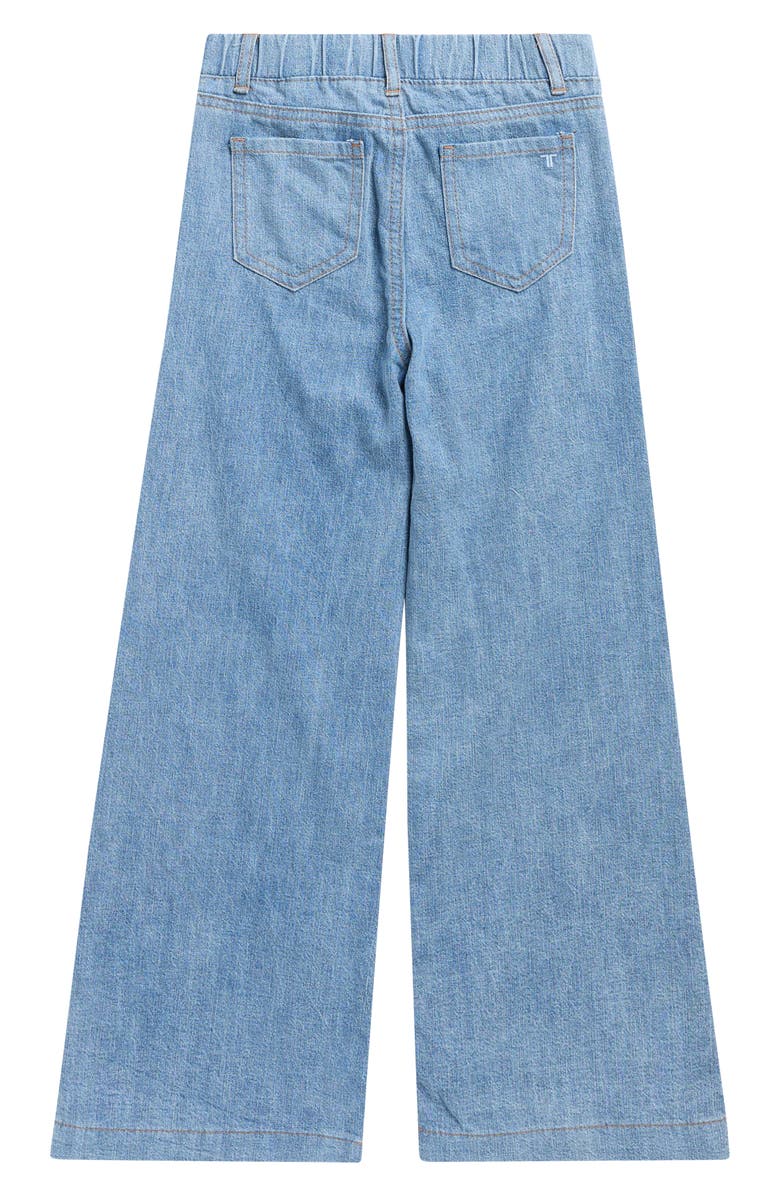 Tractr Kids' Mixed Media Track Stripe Wide Leg Jeans, Alternate, color, Mocha Mousse