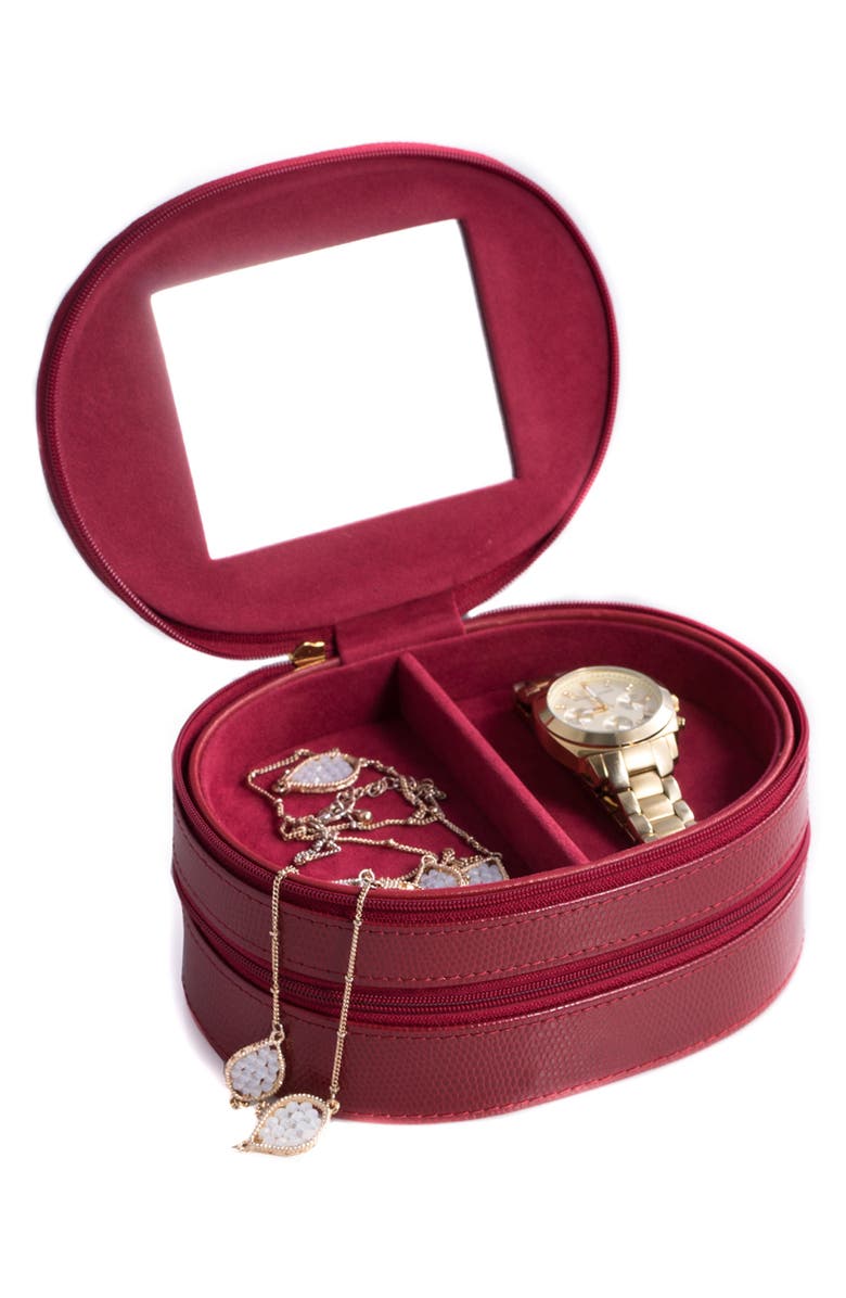 Bey-Berk Leather Travel Jewelry Case, Alternate, color, Red
