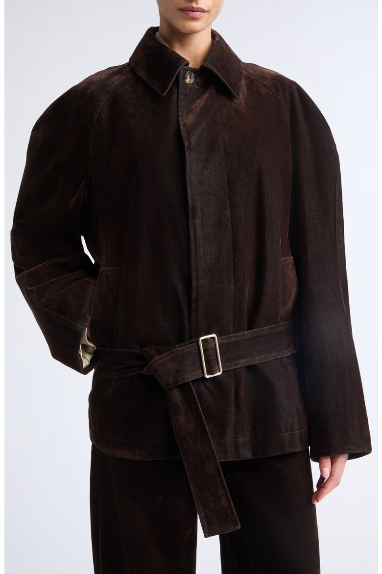 Cantle Belted Flocked Coat, Alternate, color, TOBACCO