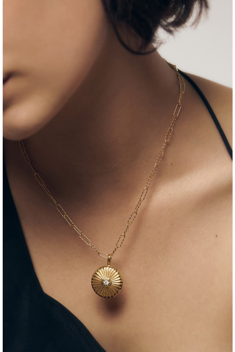 Diamond Essentials Locket Charm Pendant Necklace, Alternate, color, 18K GOLD VERMEIL