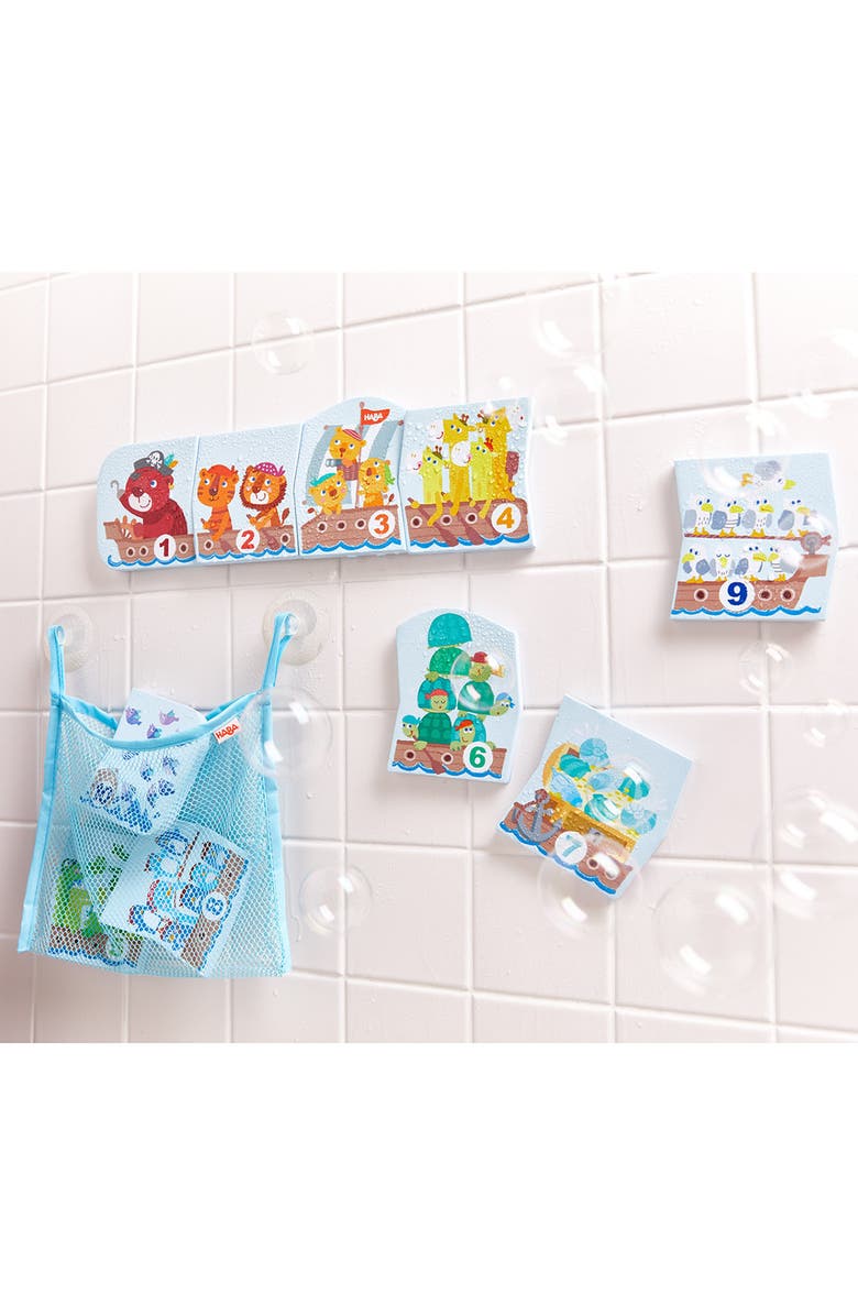 HABA Numbers Puzzle In Net - 10 Piece Counting Bath Toy with Suction Cup Storage Net, Alternate, color, 