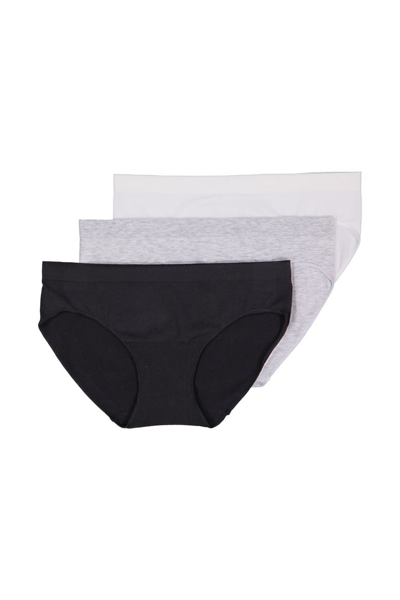 Comfy Undies - Cotton Stretch Bikini, Main, color, Black, White, Grey Heather