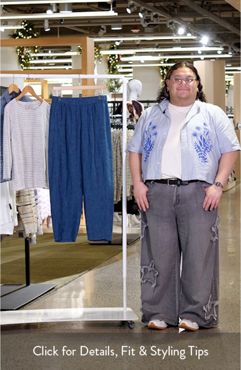 Pleated Organic Linen Lantern Ankle Pants, sales video thumbnail