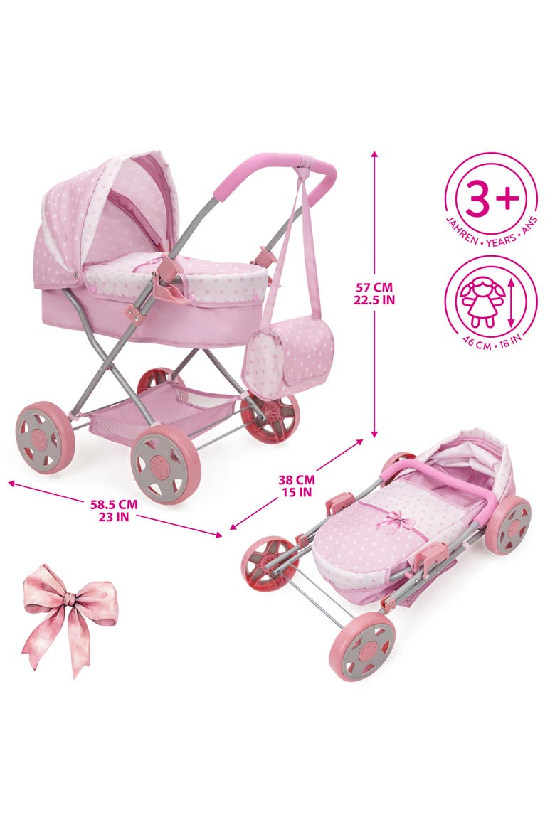 Bow Daisy Doll Pram Stroller, Alternate, color, Multicolored
