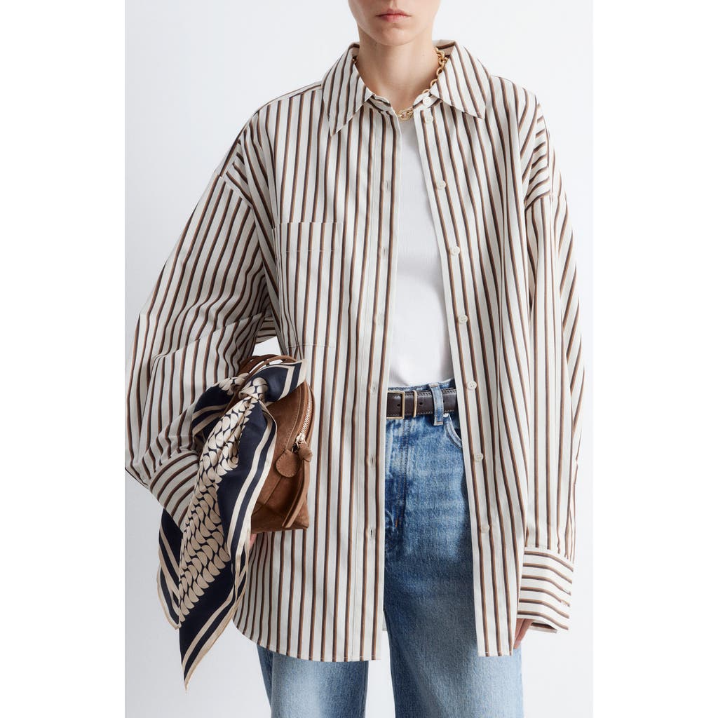 & Other Stories Stripe Oversize Cotton Button-up Shirt In Multi