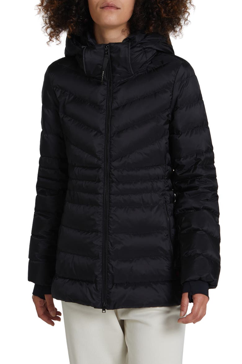 Tech Windproof & Waterproof Hooded Puffer Jacket, Main, color, BLACK