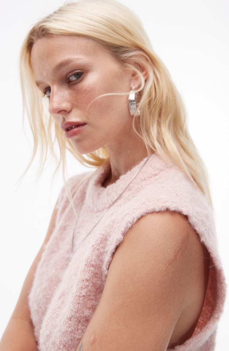Topshop Bouclé Pullover Vest, Alternate, color, Light Pink