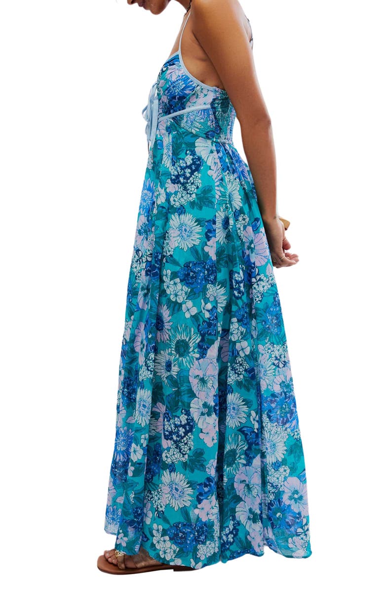 Free People Dream Weaver Cotton Maxi Sundress, Alternate, color, Teal Combo