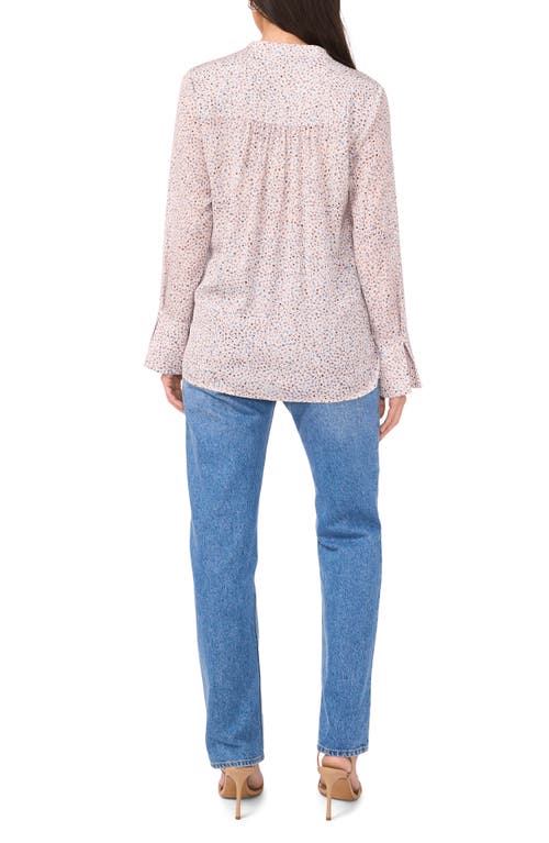 VINCE CAMUTO VINCE CAMUTO DOT PRINT V-NECK SPLIT CUFF TOP