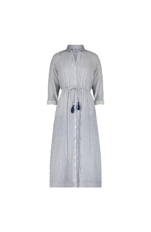 Mer St. Barth Button Front Shirtdress Marine Stripe In Blue