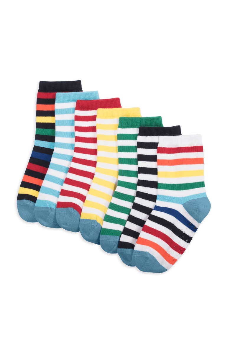 Primary Crew Sock 7-Pack In Stripe, Main, color, Rainbow Stripe Mix