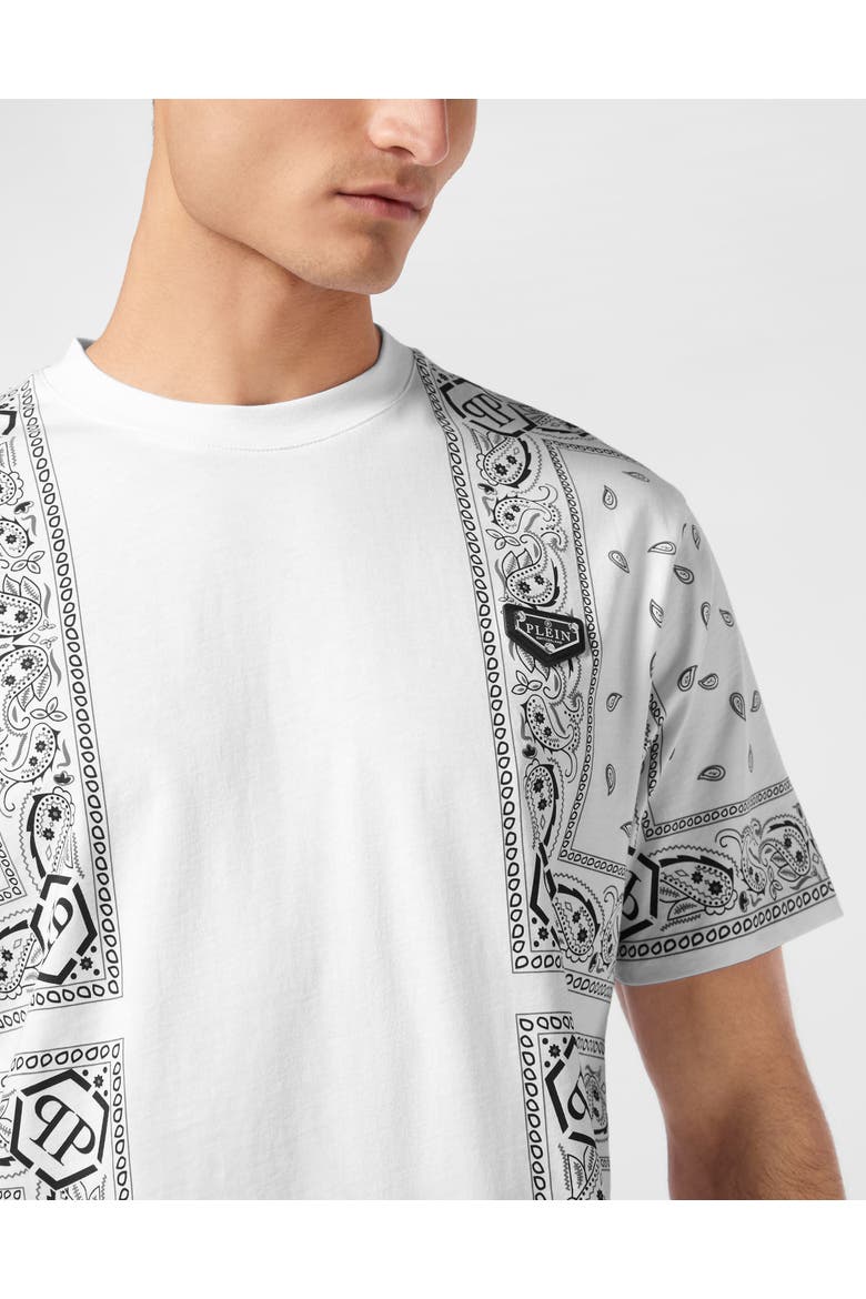 T-Shirt Round Neck Ss Paisley Men, Alternate, color, white