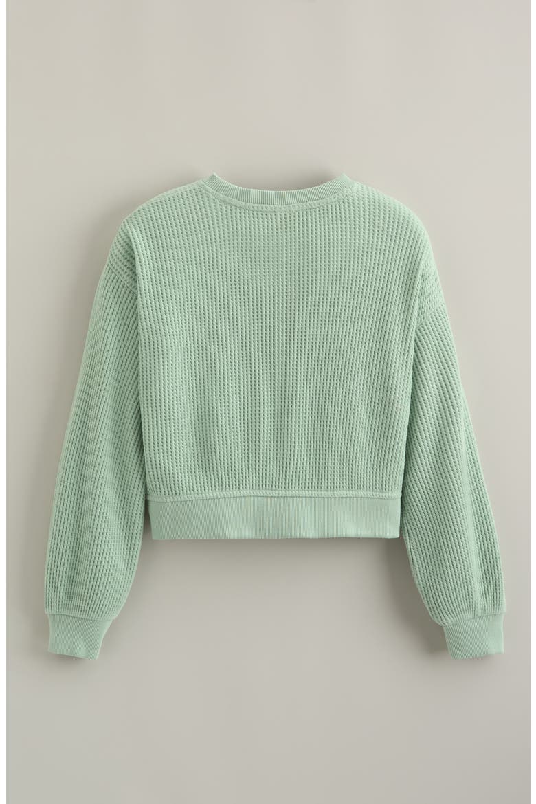 Kids' Cozy Waffle Sweatshirt, Alternate, color, GREEN GHOST