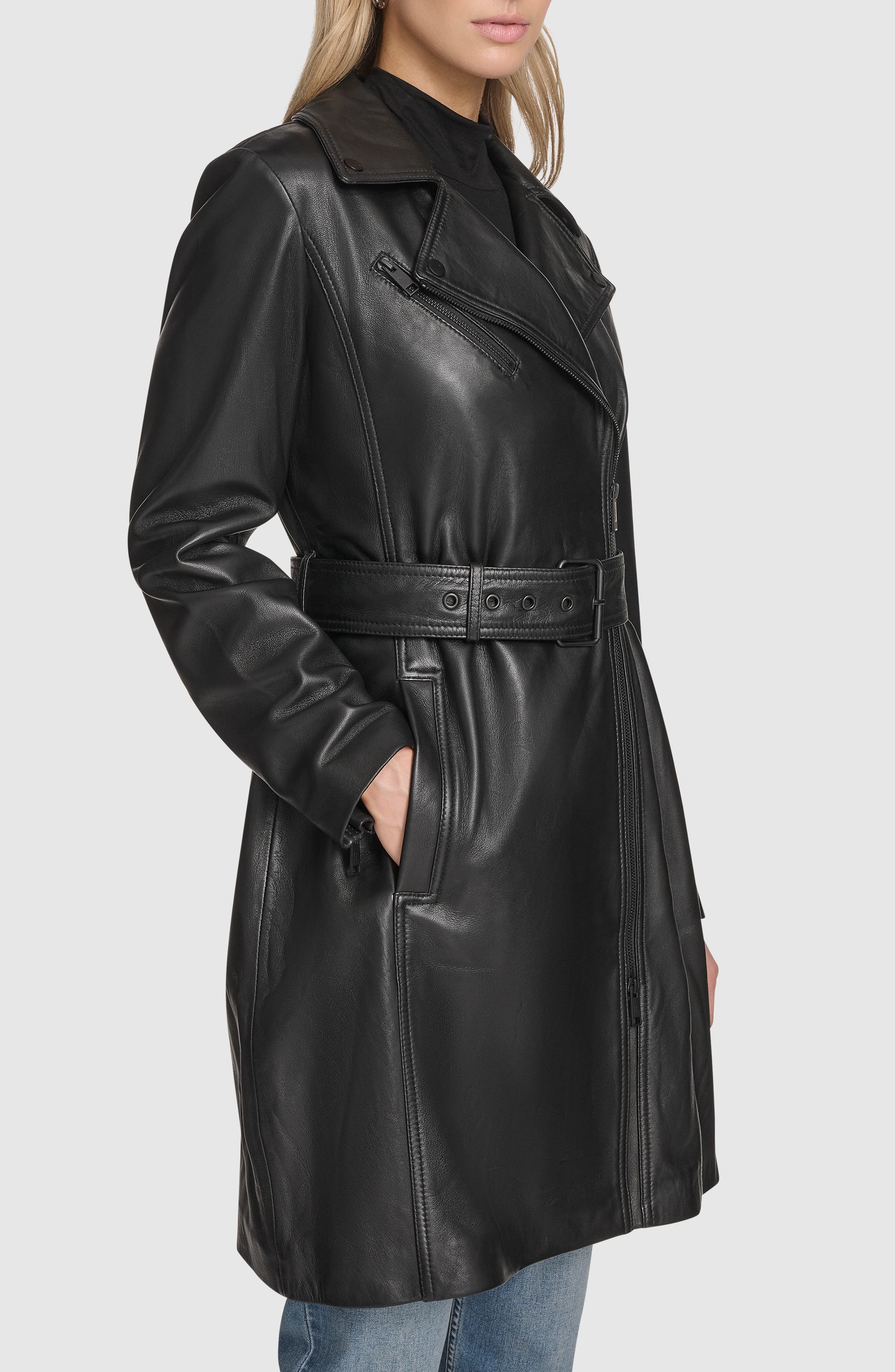 Jacqui Leather Trench Coat (Women) | Nordstrom