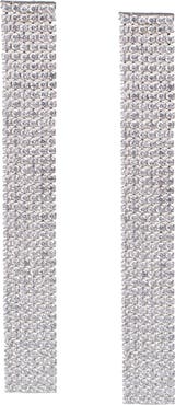 CZ by Kenneth Jay Lane Rhodium Plate Round Pavé 6 Row Drop Earrings