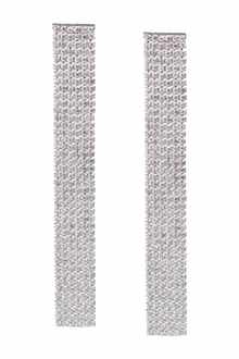 CZ by Kenneth Jay Lane Rhodium Plate Round Pavé 6 Row Drop Earrings