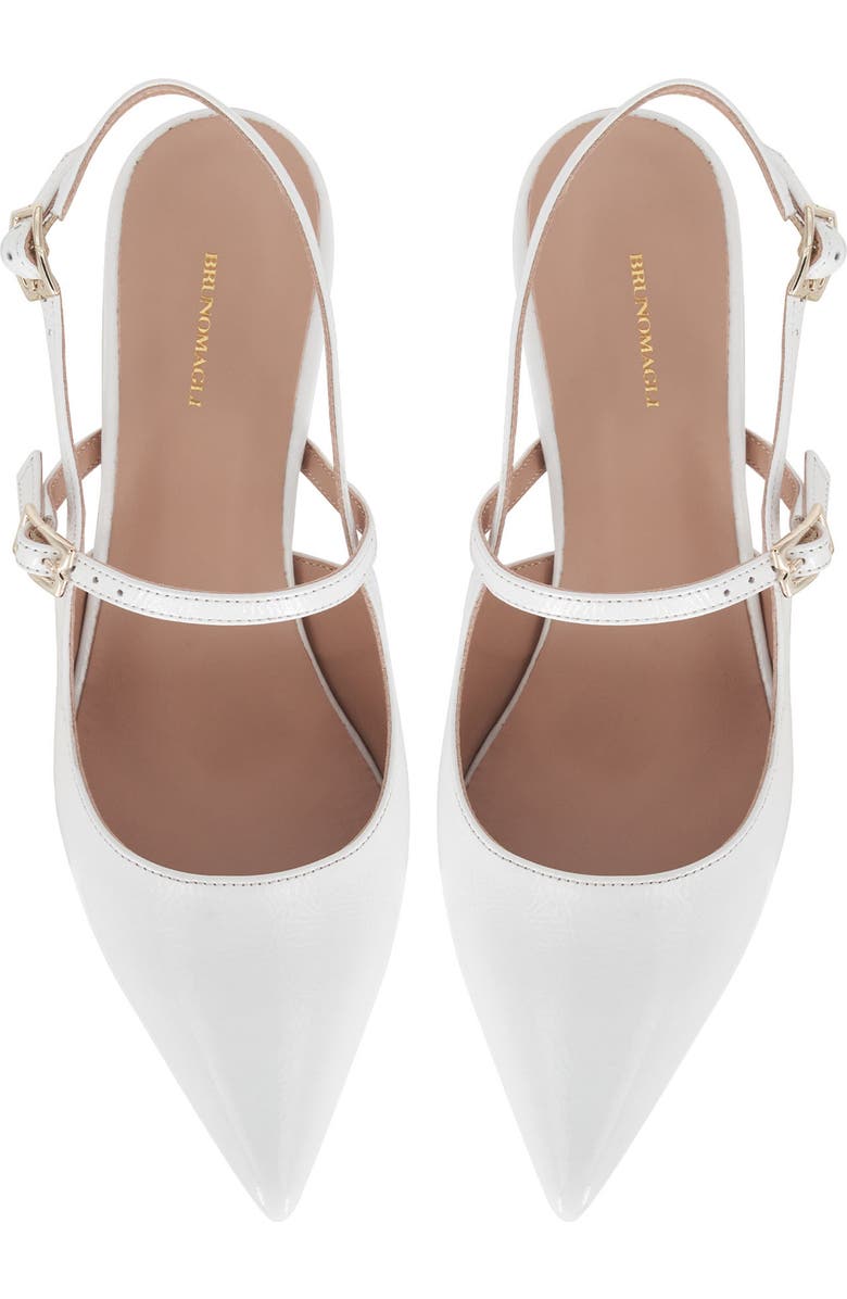 Bruno Magli Luciana Pointed Toe Slingback Pump, Alternate, color, Bone Crinkled Patent