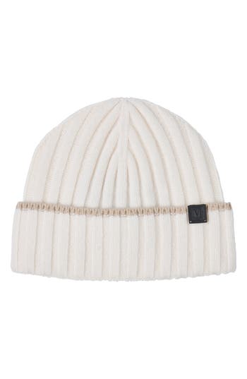 Bruno Magli Cashmere Wide Rib Beanie In White