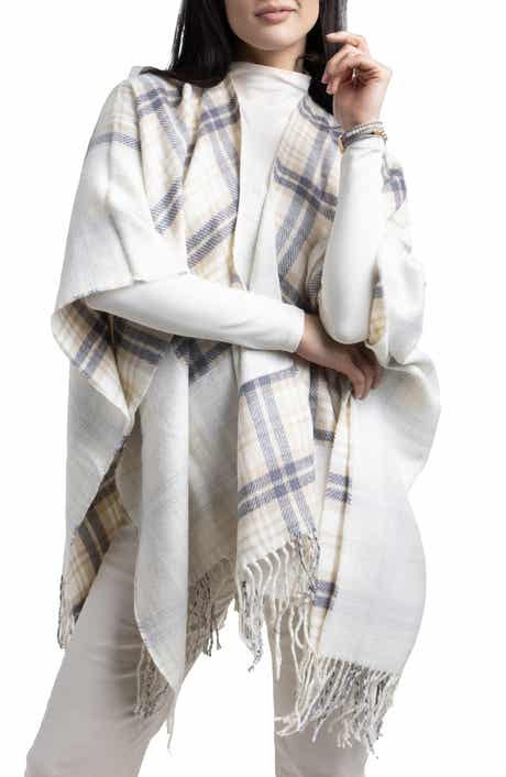 SAACHI Plaid Tassel Ruana