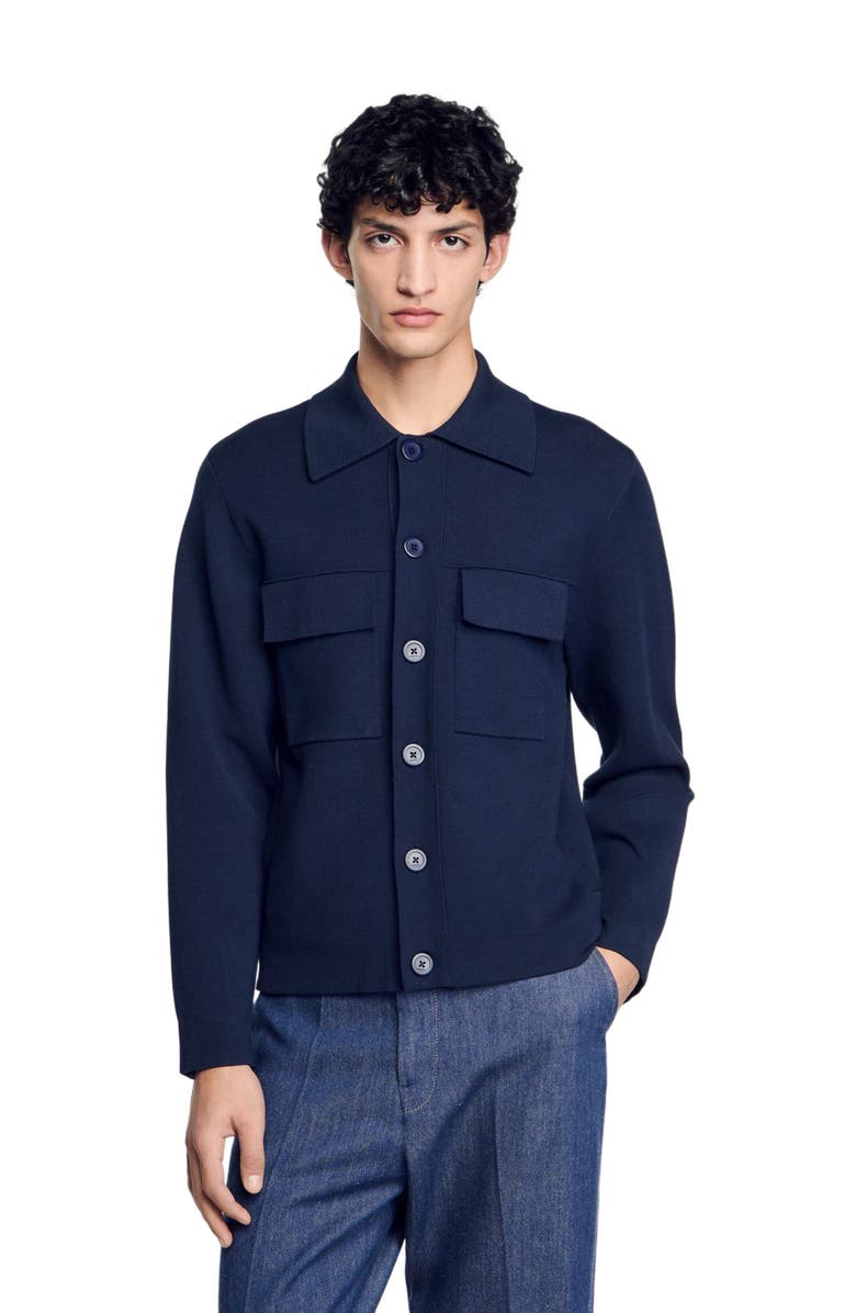 SANDRO Knit jacket, Main, color, Midnight Blue