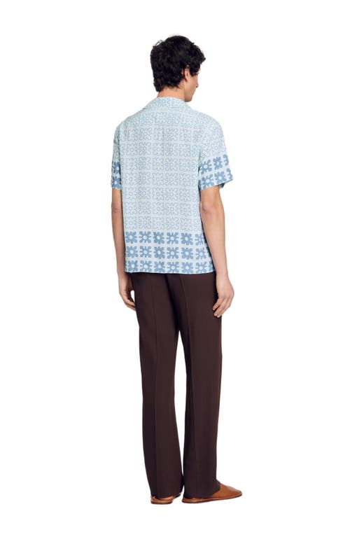 Sandro Floral Motif Shirt In Blue Sky