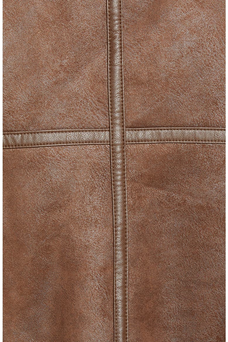 Faux Shearling Moto Jacket, Alternate, color, BROWN