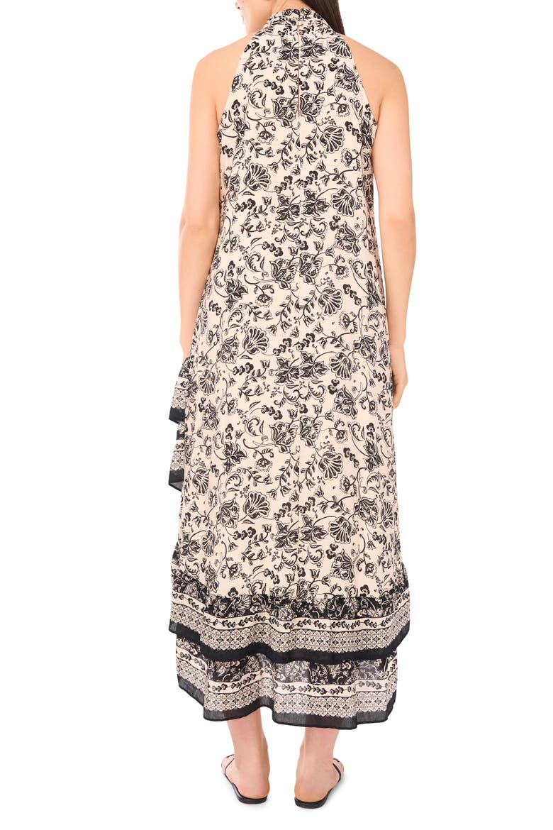 Print Sleeveless High-Low Maxi Dress, Alternate, color, RICH BLACK