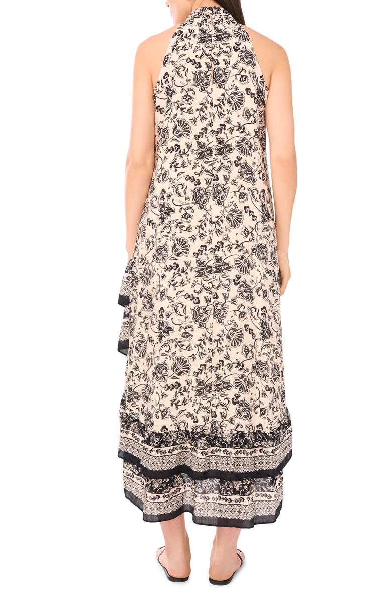Vince Camuto Print Sleeveless High-Low Maxi Dress, Alternate, color, Rich Black