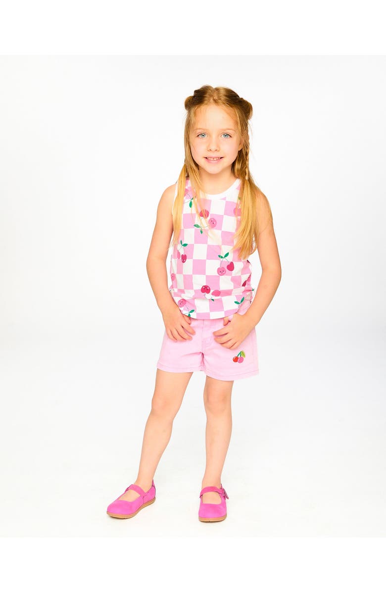 Deux par Deux Organic Cotton Jersey Cherries Sleeveless Tank Top, Alternate, color, Pink Printed Cherries