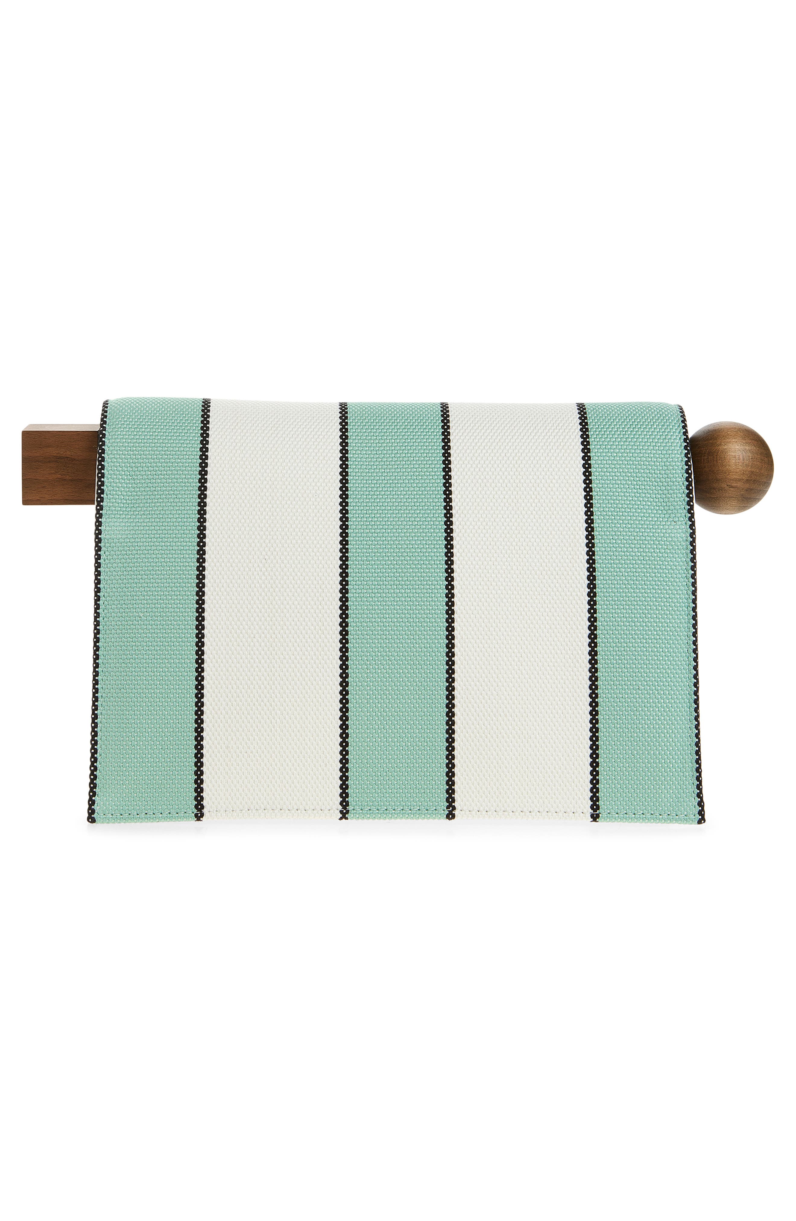 Jacquemus La Pochette Rond Carré Canvas Clutch, Alternate, color, Print Stripes White / Min 5Bt