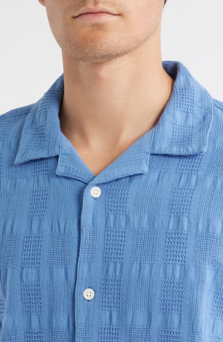 Wax London Didcot Seersucker Camp Shirt, Alternate, color, Mid Blue