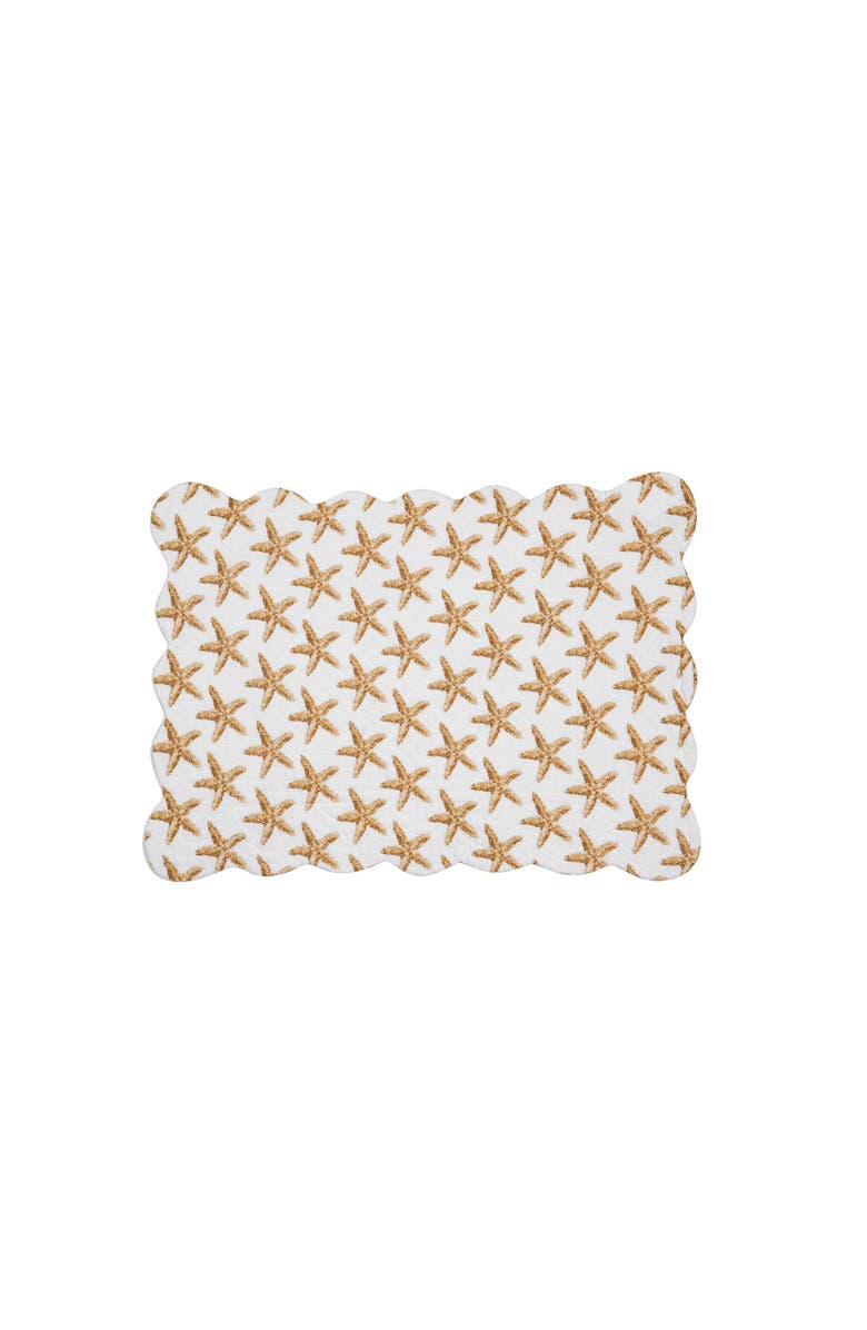 C&F Home Sandbridge Stars Placemats, Set of 6, Alternate, color, White