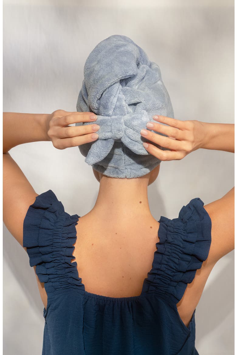 Plush Microfiber Hair Towel, Alternate, color, COASTAL BLUE